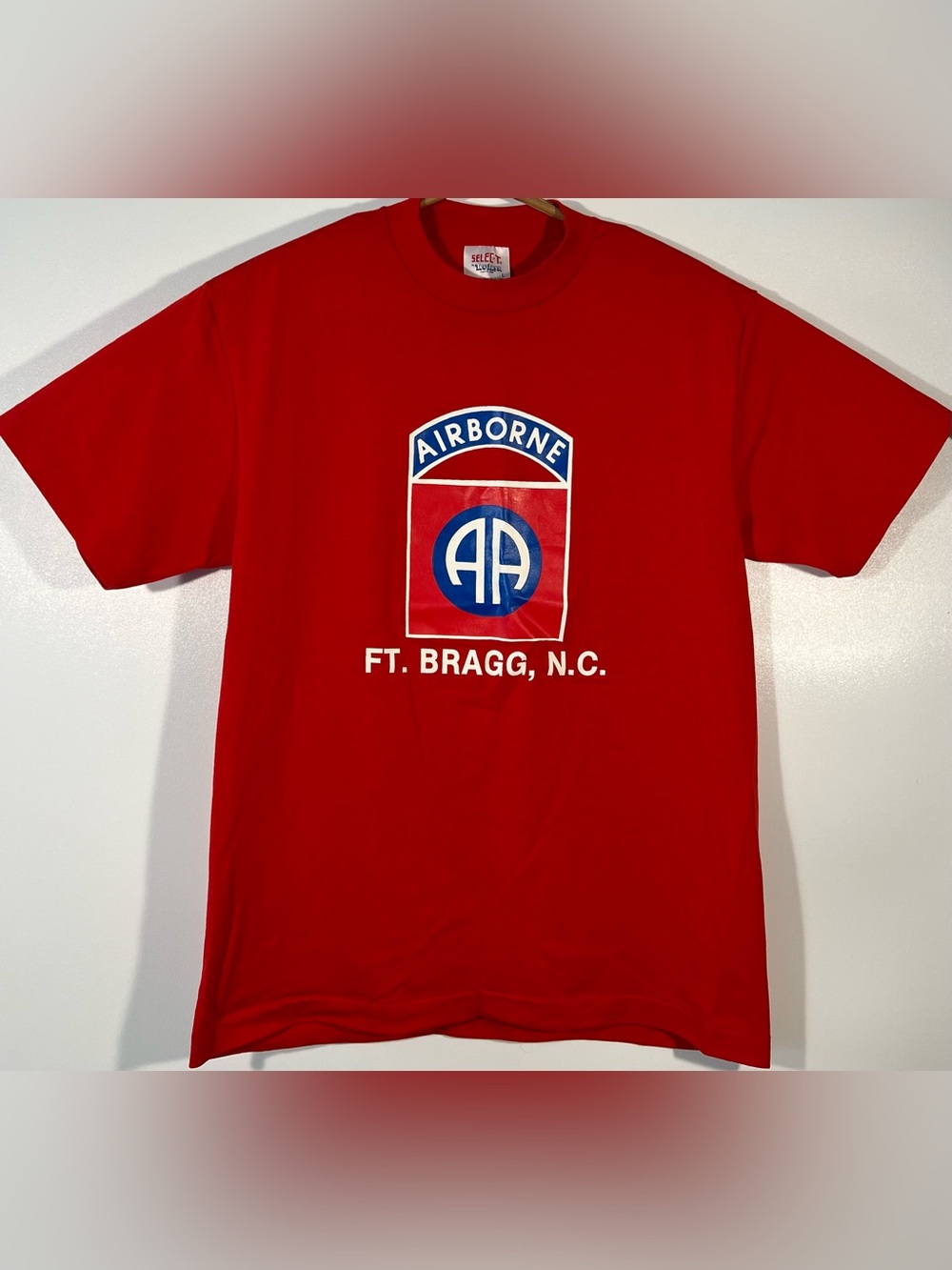 Vintage 90s 82nd Airborne Division T Shirt L Ft Bragg NC Select Tee Jays Red USA
